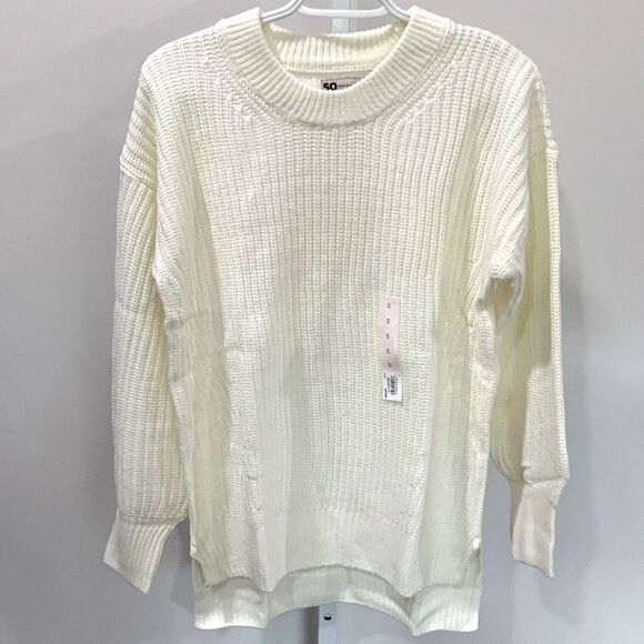 NWT! Cream Balloon Sleeve Crew Neck Sweater By SO (Sonoma) Size Small - Picture 5 of 8
